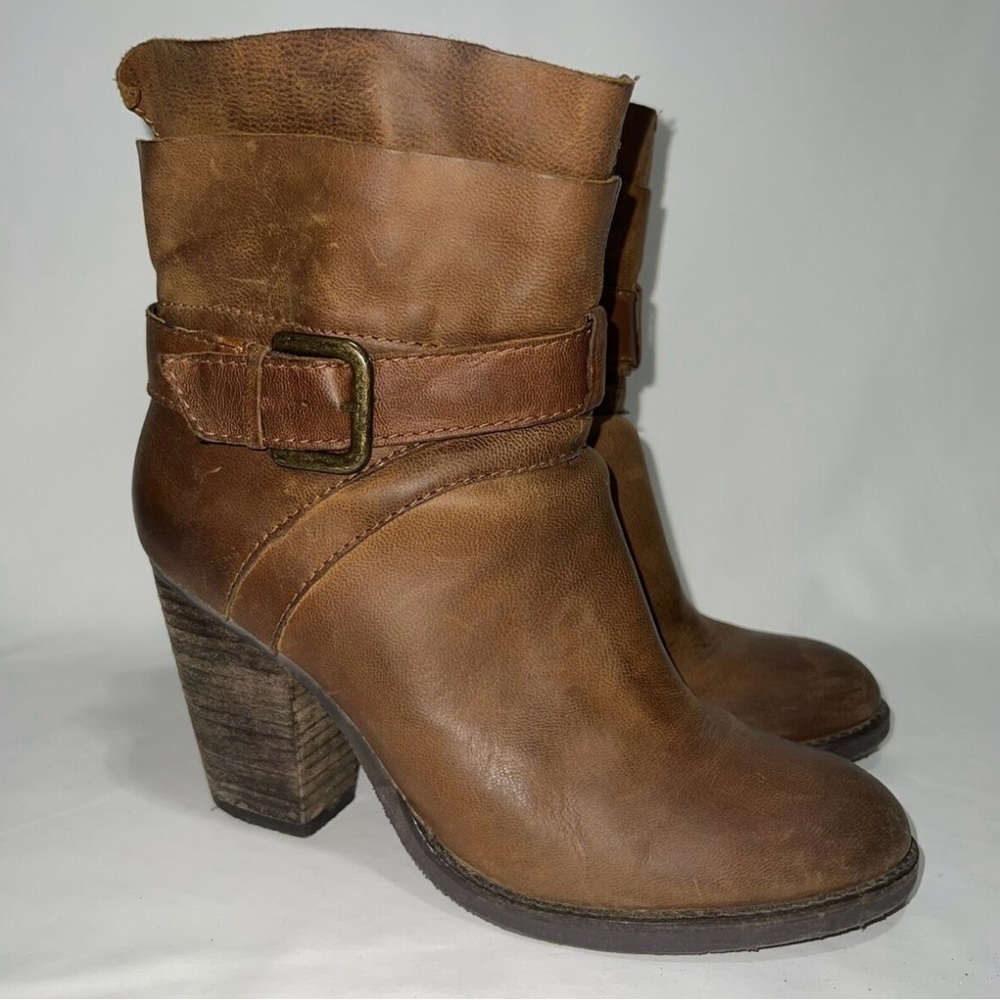 Steve Madden Riskey Women’s Brown Heeled Genuine Leather Booties, 7.5.